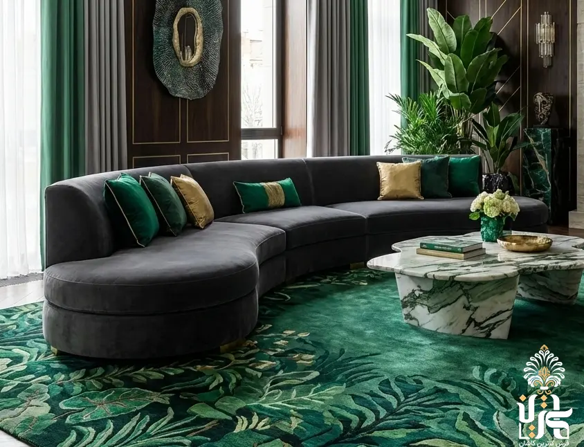 ست کردن مبل طوسی با فرش